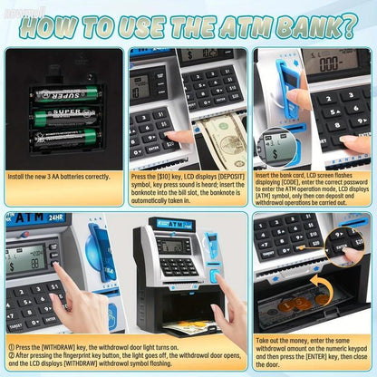 Realistic ATM Toy with Card, PIN & Balance Check