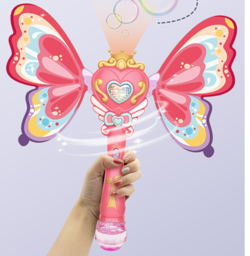 Kids Magic Wand Bubble Blower – Musical LED Bubble Machine Toy
